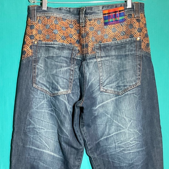 Y2K Massive Revolution Mens 36x34 Baggy Wide Grunge Skater Hip Hop Jeans - Picture 1 of 7
